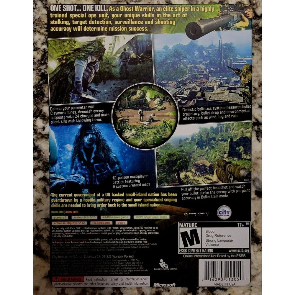 XBOX 360: Sniper Ghost Warrior Limited Edition SteelBook,CIB,LN COND,FAST SHIP